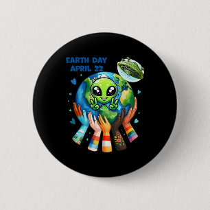 Earth Day Kids Women and Men Happy Alien Niedlich  Button