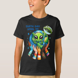 Earth Day Kids Women and Men Happy Alien Niedlich T-Shirt