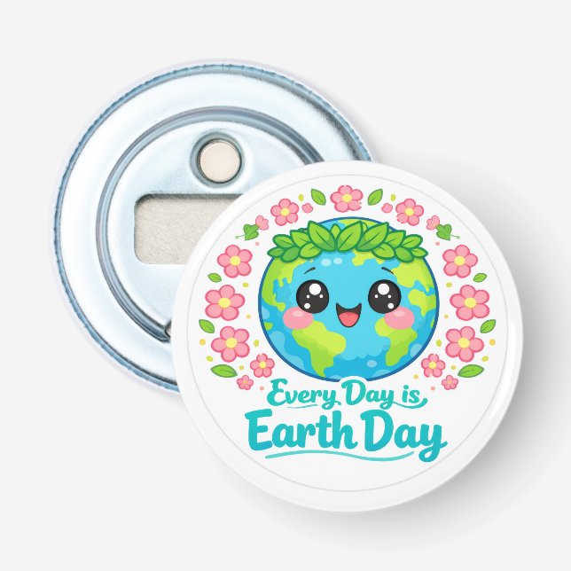 Earth Day Knopf Flaschenöffner (Vorderseite)