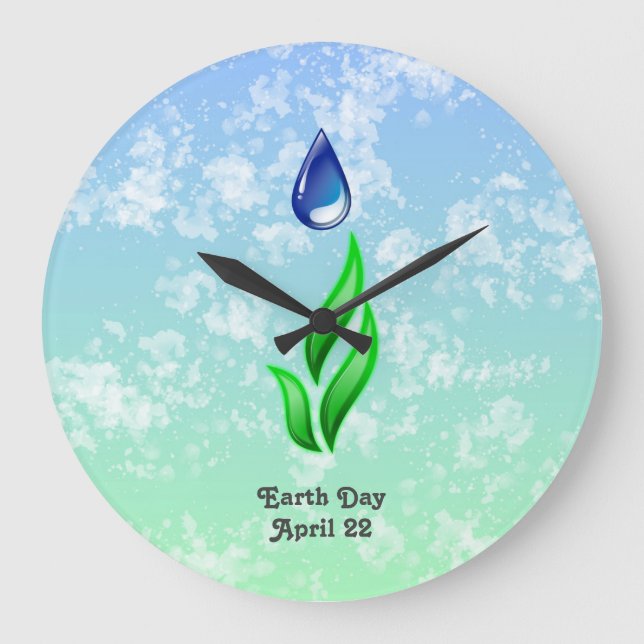 Earth Day Large Clock Große Wanduhr (Vorderseite)