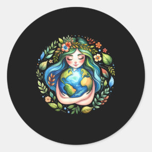 Earth Day Liebe Mother Earth Planet Hug Nature Env Runder Aufkleber