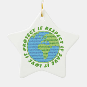 Earth Day Liebe Schützen Achtung von benutzerdefin Keramik Ornament
