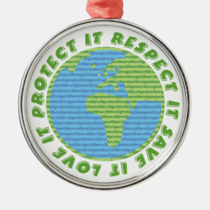 Earth Day Liebe Schützen Achtung von benutzerdefin Ornament Aus Metall