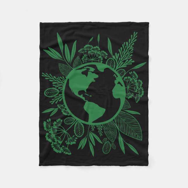 Earth Day Live Green Peace Fleecedecke (Vorderseite)