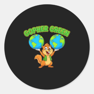 Earth Day Lustiger Spruch Gopher Grüne Cartoon-Mot Runder Aufkleber