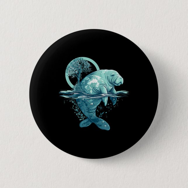 Earth Day Manatee Earth Day Manatee Artwork Button (Vorderseite)