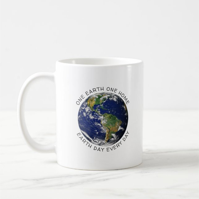 Earth Day One Earth One Zuhause Globe World Custom Kaffeetasse (Links)