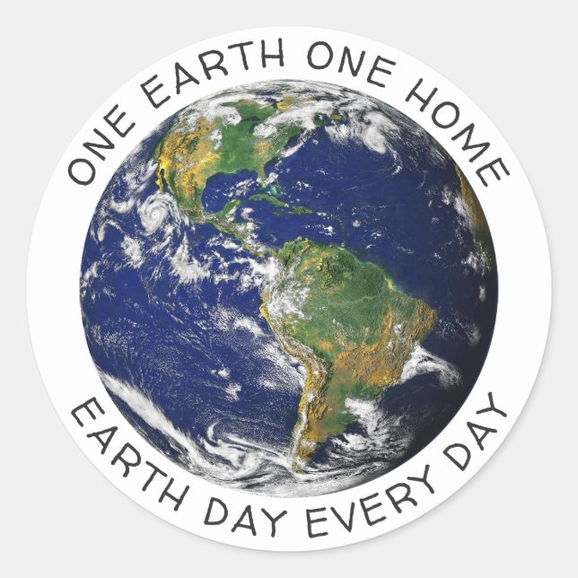 Earth Day One Earth One Zuhause Globe World Custom Runder Aufkleber (Vorderseite)