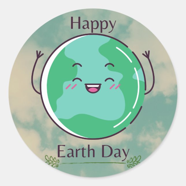 Earth Day Party Runder Aufkleber (Vorderseite)