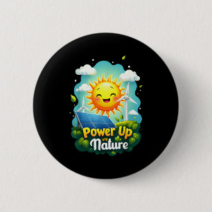 Earth Day Party Vintage Erneuerbare Energie Solar Button