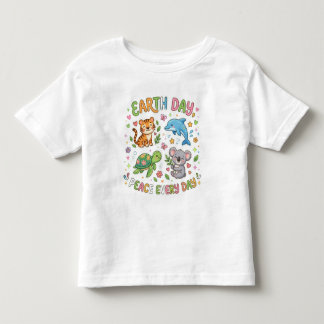 Earth Day Peace Every Day Cute Kawaii Animals Kids Kleinkind T-shirt