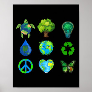 Earth Day Peace Go Pflanze Rette Wasserretter Poster