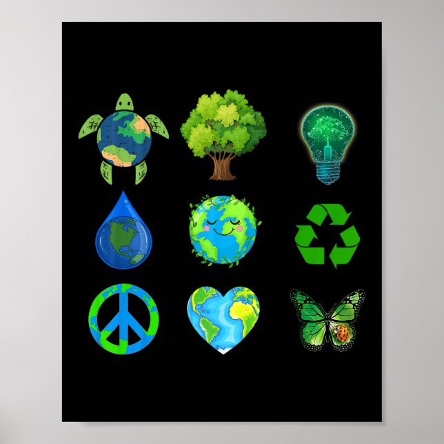 Earth Day Peace Go Pflanze Rette Wasserretter Poster (Vorne)