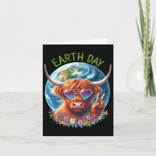 Earth Day Peace Sign Cow Heifer Tier Rettend Eart Karte