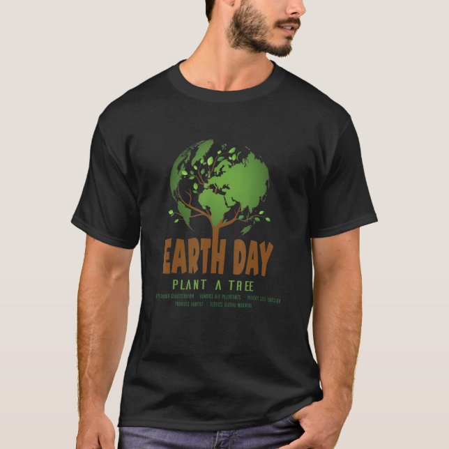 Earth Day Pflanze Ein Baum reduziert die globale E T-Shirt (Vorderseite)