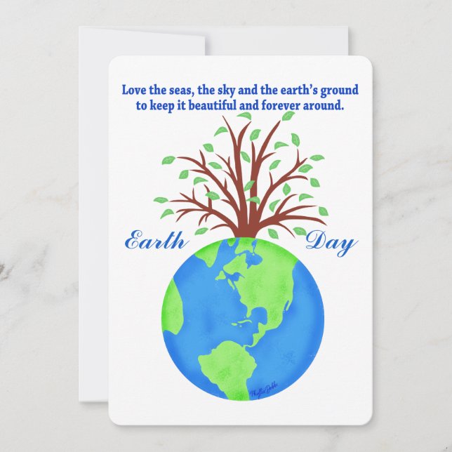 Earth Day Promoe Rett Liebe Globe Planet Tree Einladung (Vorderseite)