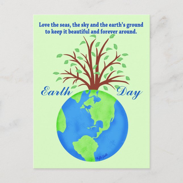 Earth Day Promoe Rett Liebe Globe Planet Tree Gree Postkarte (Vorderseite)