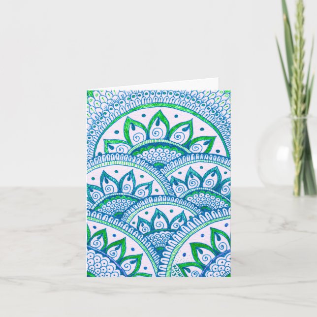 Earth Day Recycle Damask Indian Mandala Blank Bday Karte (Vorderseite)