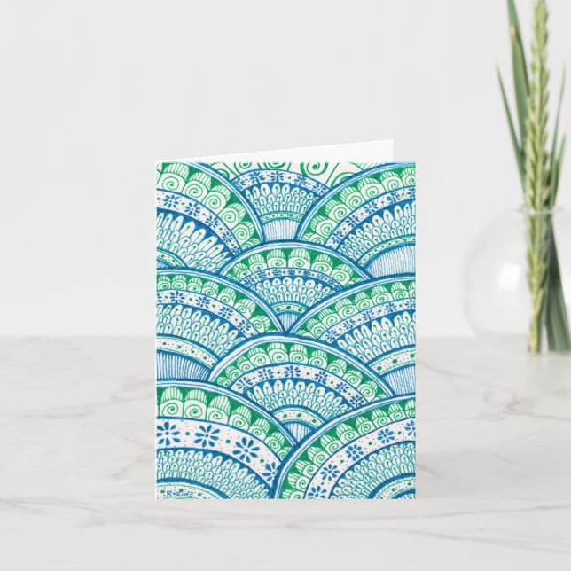 Earth Day Recycle Damask Indian Mandala Blank Bday Karte (Vorderseite)