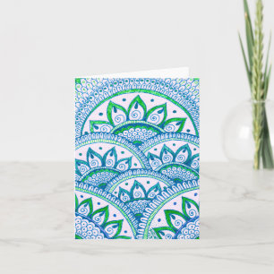 Earth Day Recycle Damask Indian Mandala Blank Bday Karte