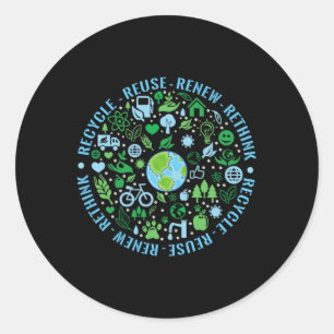Earth Day Recycle Wiederverwendung Erneuerbare Umd Runder Aufkleber