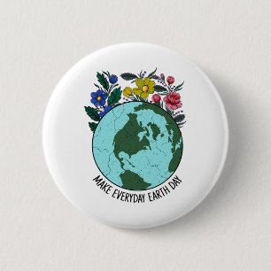 Earth Day Restore Earth Blume Rettet den Planeten Button