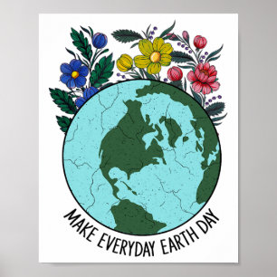 Earth Day Restore Earth Blume Rettet den Planeten Poster