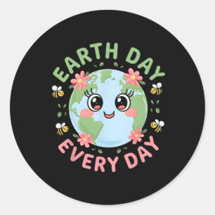 Earth Day Retro Environmental Women Earth Runder Aufkleber