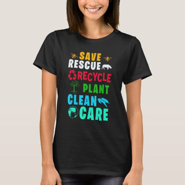 Earth Day Rett Rettungs-Pflanze Clean Care Schildk T-Shirt (Vorderseite)