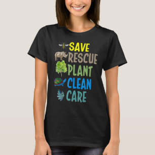 Earth Day Rett Rettungs-Pflanze Clean Care Schildk T-Shirt