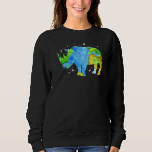 Earth Day Rhino Silhouette Aquarellbahn Rhino Sweatshirt