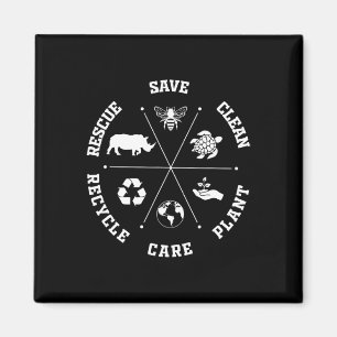 Earth Day Save Bees Rescue Animals Recycling Plast Magnet