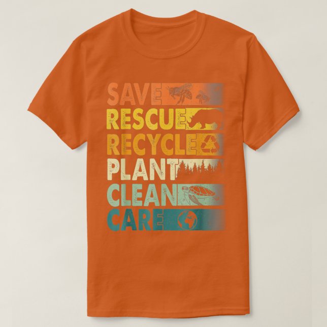 Earth Day Save Bees Rescue Animals Recycling Plast T-Shirt (Design vorne)