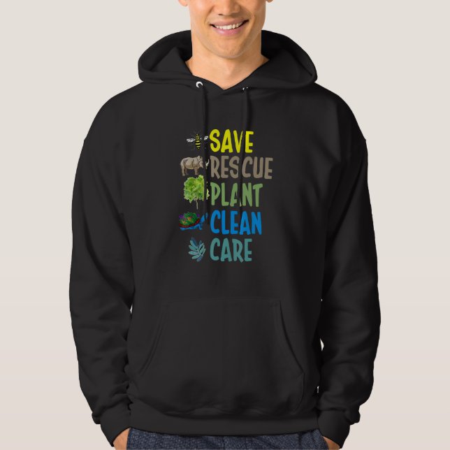 Earth Day Save rescue Plant Clean Care Turtle Anim Hoodie (Vorderseite)