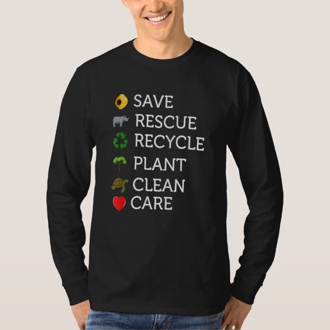 Earth Day Save rescue Plant Clean Care Turtle Anim T-Shirt (Vorderseite)