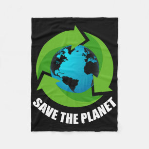Earth Day Save the Planet Behielt It Green Happy M Fleecedecke