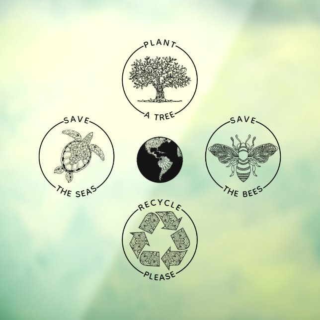 Earth Day Save the Planet Water Flasche Fensteraufkleber (Blatt 3)