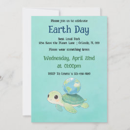 Earth Day-Schildkröte mit Globus Einladung