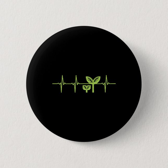 Earth Day Shirt Pro Environment Pflanze Heartbeat  Button (Vorderseite)