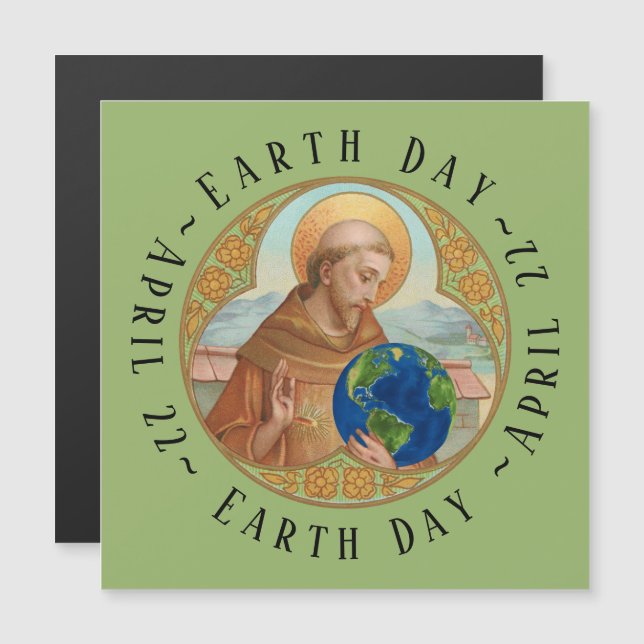 Earth Day & St Francis Magnetic Grußkarte Magnetkarte (Vorne/Hinten)