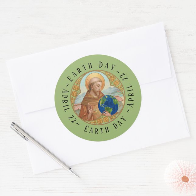 Earth Day & St. Francis of Assisi Round Sticker (Umschlag)
