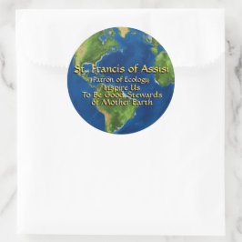 Earth Day & St. Francis of Assisi Runder Aufkleber