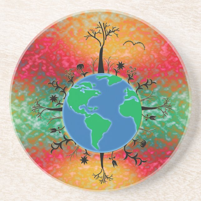Earth Day ~ Sunrise Sandstein Untersetzer (Vorne)