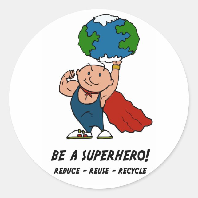 Earth Day Superhero Runder Aufkleber (Vorderseite)