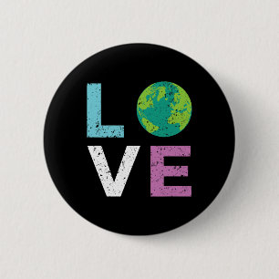 Earth Day T Shirt Liebe und Vintager Erdstil Button