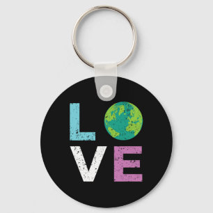 Earth Day T Shirt Liebe und Vintager Erdstil Schlüsselanhänger