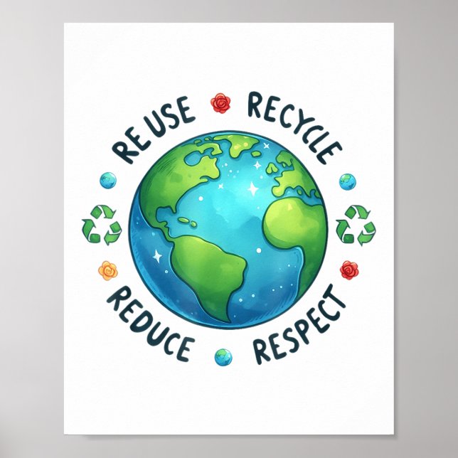 Earth Day Teacher Environment Day Recycelte Earth  Poster (Vorne)