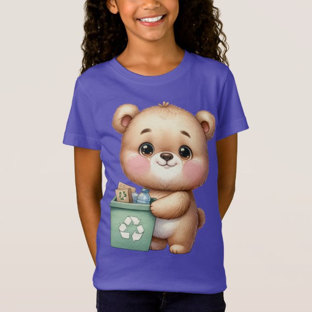 Earth Day Teddy Bear Recycle Rette die Umwelt T-Shirt (Vorderseite)