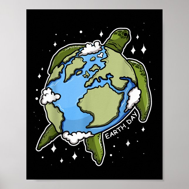 Earth Day Turtle Earth Globe Poster (Vorne)