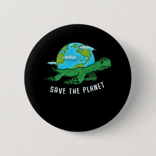 Earth Day Turtle Lover Ocean Save Recycle Planet Button